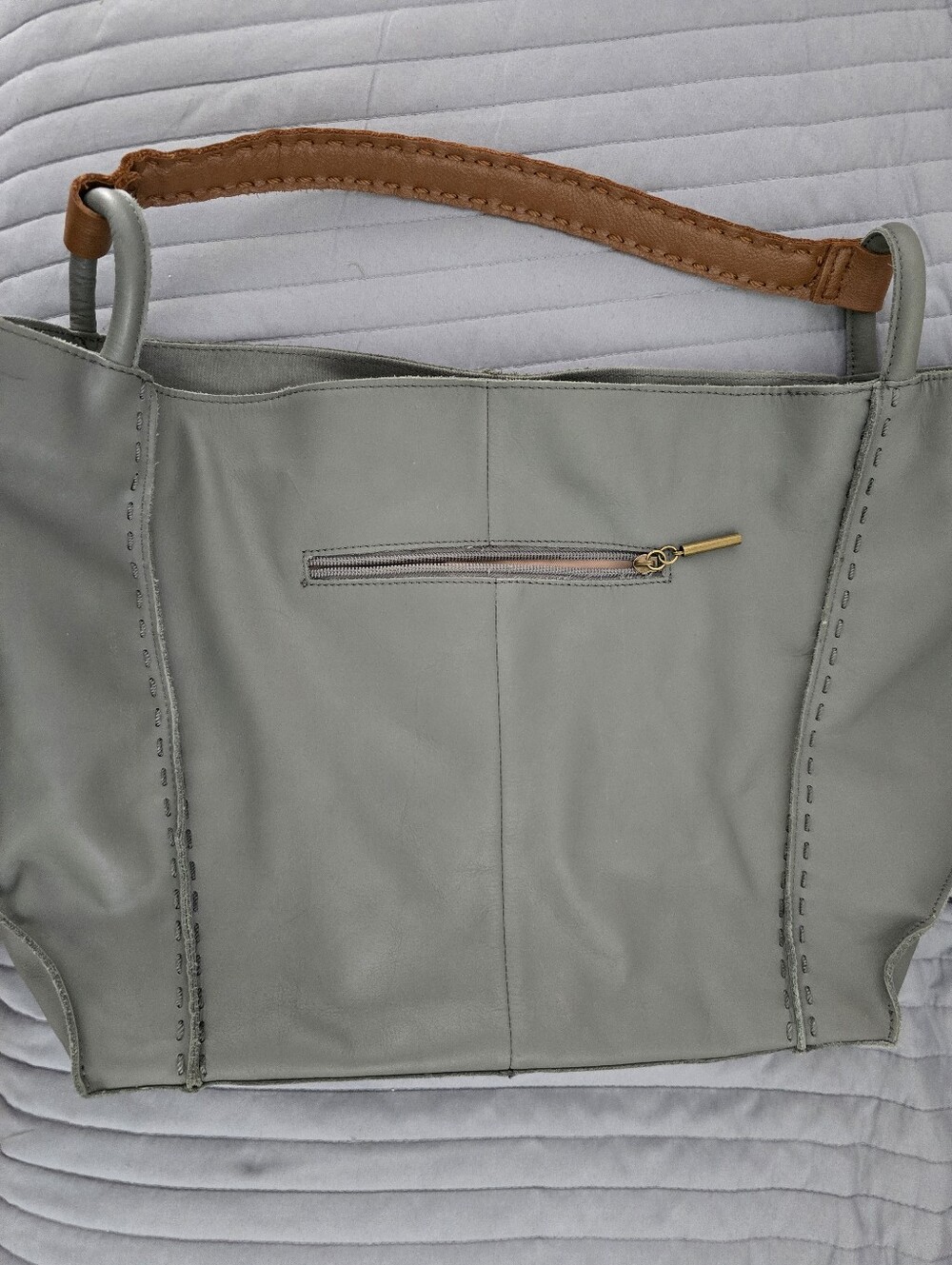 The Sak Blue Leather Tote with Tan Handles - Picture 5 of 6